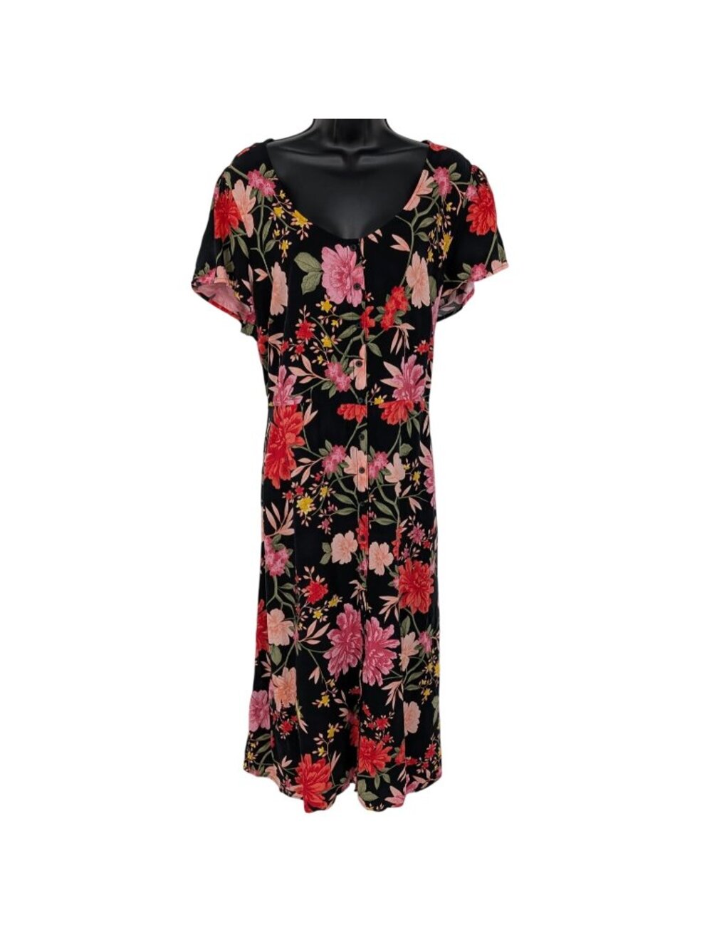 Old Navy Floral Button Front Midi Dress Cottage Vacation Boho Effortless XLarge